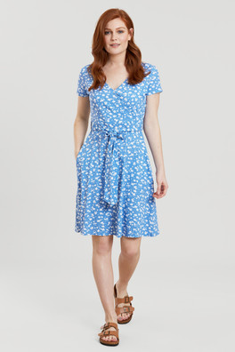 Santorini Womens UV Jersey Wrap Dress - Blue