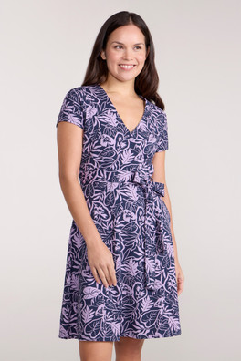 Santorini Womens UV Jersey Wrap Dress - Lilac