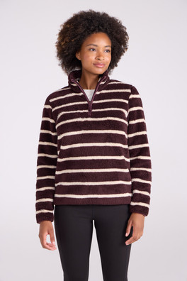 Teddy Womens Half-Zip Fleece - Dark Brown