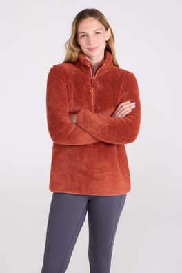 Teddy Womens Half-Zip Fleece - Burnt Orange