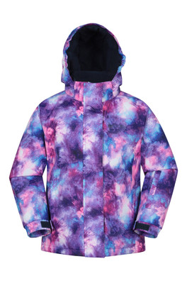 Snowdrop Printed Kids Ski Jacket - Dark Purple