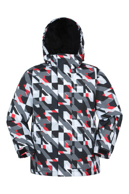 Mogal Printed Kids Ski Jacket - Dark Grey