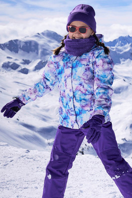 Snowdrop Printed Kids Ski Jacket - Pale Pink