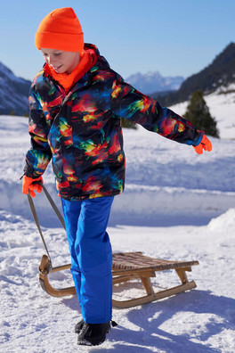 Mogal Printed Kids Ski Jacket - Red