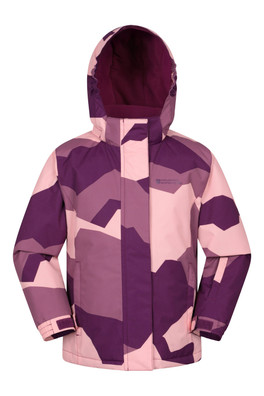 Snowdrop Printed Kids Ski Jacket - Berry