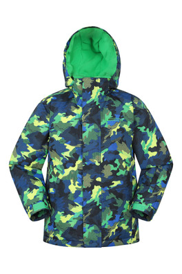 Mogal Printed Kids Ski Jacket - Bright Green