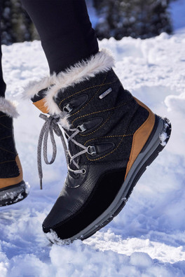 Ice Crystal Womens Waterproof Snow Boots - Brown