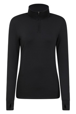 Womens Half-Zip Running Midlayer - Black