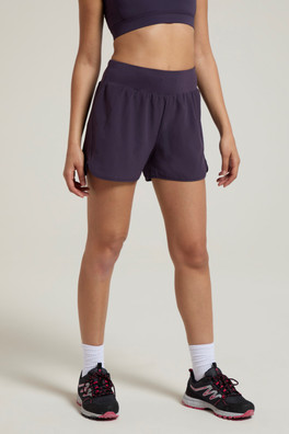 Double-Layer Womens Running Shorts - Dark Purple