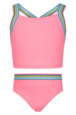 Kids Cross Back Tankini - Bright Pink