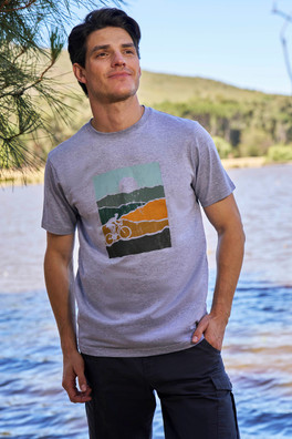 Bike Cotton Mens T-Shirt - Light Grey