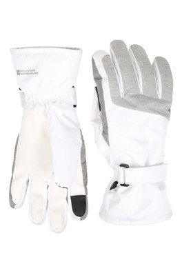 Glide Womens Waterproof Ski Gloves - White