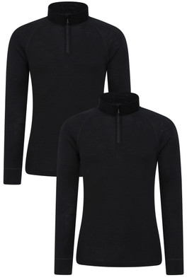 Merino Mens Base Layer Top Multipack - Black