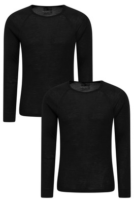 Merino Mens Base Layer Top 2-Pack - Black
