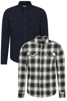 Trace Mens Flannel Shirt Multipack - Dark Green