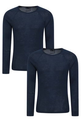 Merino Mens Base Layer Top 2-Pack - Navy