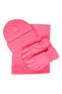 Kids Winter Accessories Set - Dark Pink