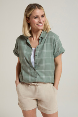 Palm Womens Relaxed Check Shirt - Khaki