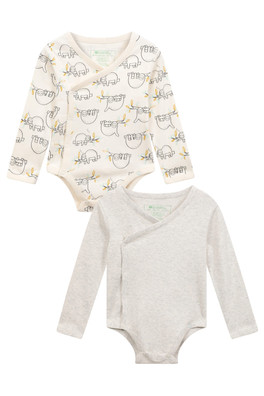 Kimono Bodysuits - 2-Pack - Cream