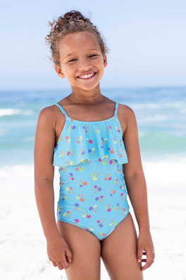Kids Ruffle Swimsuit - Turquoise