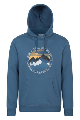 Circular Sunset Mountain Mens Graphic Hoodie - Blue