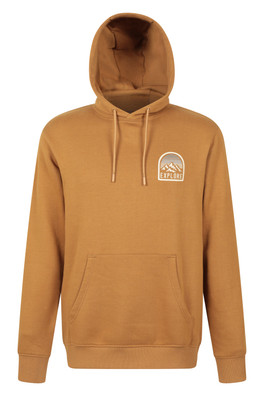 Circular Sunset Mountain Mens Graphic Hoodie - Mustard