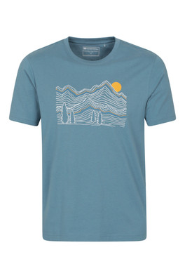 Linear Mountain Mens T-Shirt - Blue