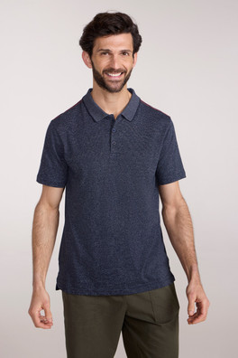 Cordyline Textured Mens Polo - Navy