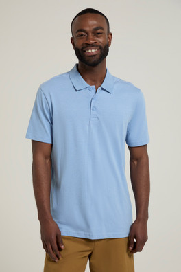 Cordyline Textured Mens Polo - Pale Blue