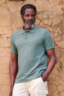 Dawnay Pique Slub Textured Mens Polo Shirt - Green