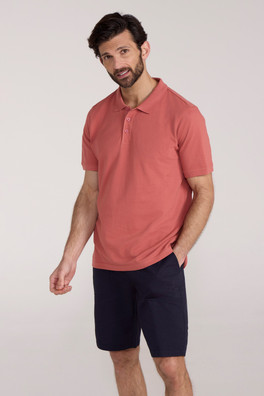 Dawnay Pique Slub Textured Mens Polo Shirt - Rust