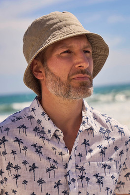 Mens Washed Bucket Hat - Beige