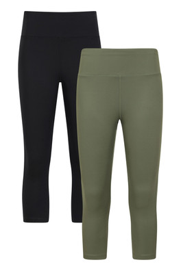 Blackout High-Waisted Womens Capri Leggings - Multipack - Dark Khaki