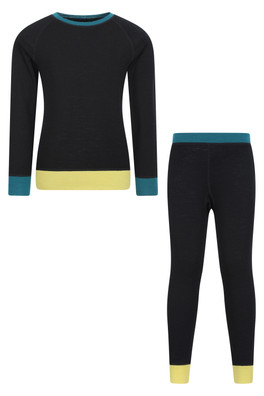 Kids Merino Colour Block Set - Black