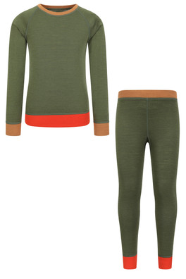 Kids Merino Colour Block Set - Khaki