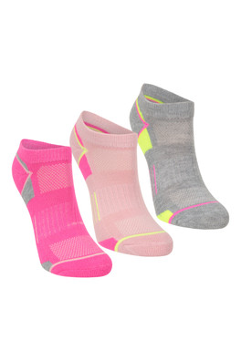 Kids IsoCool Trainer Length Socks 3-Pack - Pink