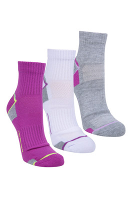 IsoCool Womens Performance Quarter Length Socks Multipack - Purple