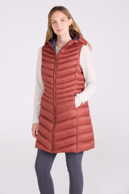 Florence Womens Long Padded Gilet - Rust