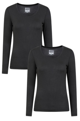 Keep The Heat Womens Round Neck Top 2-Pack - Black