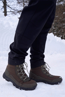 Ohio Mens Fleece Lined Snow Boots - Brown