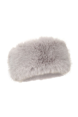 Womens Faux Fur Thermal Headband - Grey