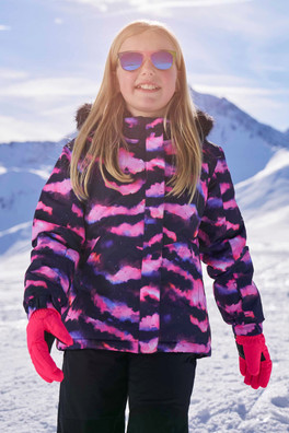 Glacial Printed Kids Ski Jacket - Pink