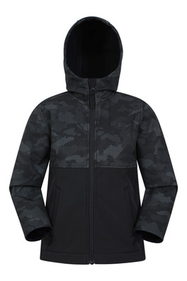 Exodus Kids Camo Print Softshell Jacket - Black
