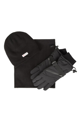 Extreme Mens Windproof & Waterproof Ski Accessory Set - Black