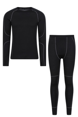 Asgard Mens Merino Top & Pant Set - Jet Black
