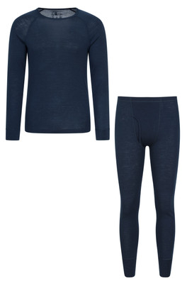 Merino Mens Thermal Top & Pant Set - Navy
