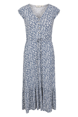 Cyprus Womens Ruffle Tiered Dress - Grey