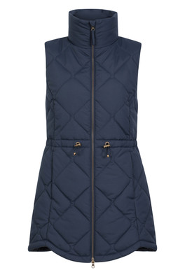 Rye Womens Long Quilted Gilet - Navy