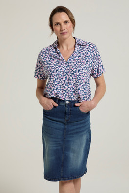 Valleta Womens Printed Short Sleeve Shirt - Grey