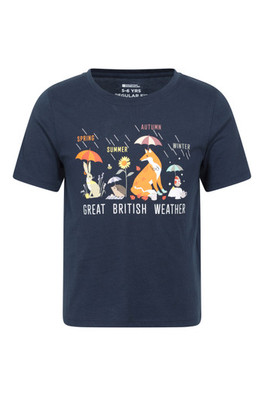 British Weather Kids T-Shirt - Navy